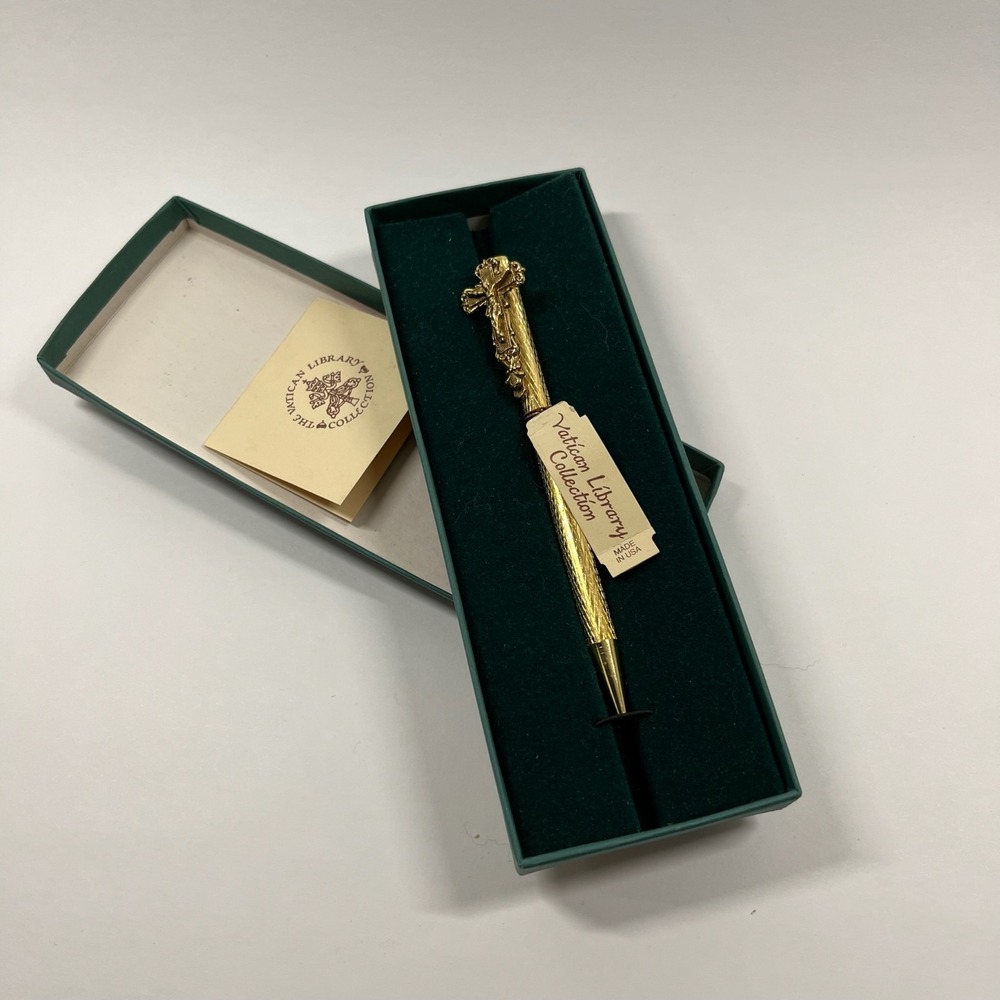 Vatican Library Collection Gold Tone Writing Pen Original Box Quiet Luxury VTG